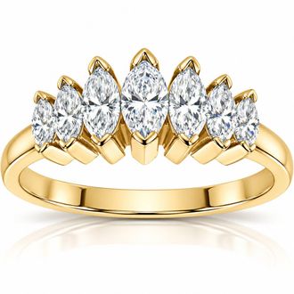 Pompeii3 14k Yellow Gold 3/4ct Marquise Diamond Wedding Anniversary Ring Womens Band Size Selectable