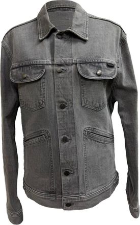 Tom Ford Buttoned Denim Jacket with Multiple Pockets in Grey Cotton