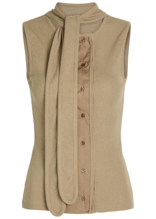 Christophe Lemaire Scarf-effect Cotton-blend top - Sage - Xxs (UK4 / Xxs)