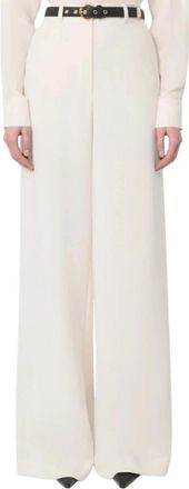Max Mara Amico Wide Broeken - Dames - Wijde Broeken - Wit - L - Leer - Broeken