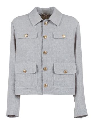 Circolo 1901 Cropped Linen Cotton Textured Jacket