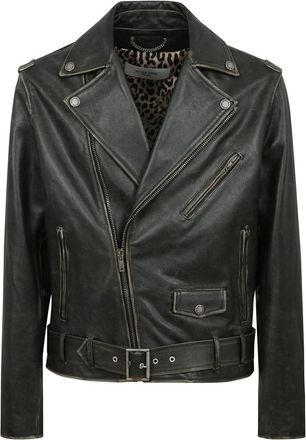 Golden Goose Leren Bikerjack - Heren - Leren en Su&egrave;de Jassen - Zwart - L - Leer - Jassen