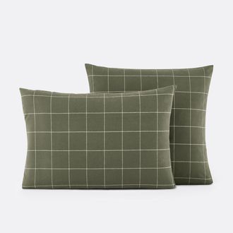 La Redoute Interieurs Kussensloop in flanel, Charlie kaki