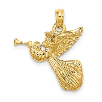 Diamond2Deal 14k Yellow Gold Angel Trumpet Charm