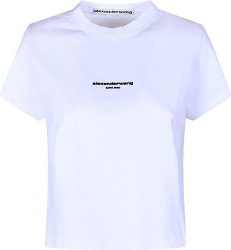 Alexander Wang Logo Print Cropped Cotton T-Shirt