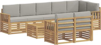 vidaXL Conjunto De Sof&aacute;s De Exterior 9 Uds. Blanco Y Gris Claro Vidaxl