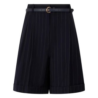 Max Mara Casual Shorts, female, Black, Size: XS Striped Wool Bermuda Shorts
