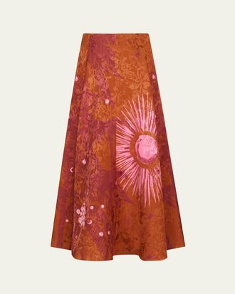 Johanna Ortiz Encanto De Isla Printed Jacquard Maxi Skirt