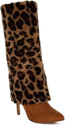 London Rag Everglade Faux Calf Hair Knee High Boot in Leopard at Nordstrom Rack, Size 6