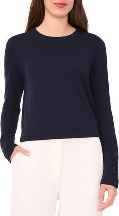 Halogen Button Cuff Crewneck Sweater in Navy Depths at Nordstrom Rack, Size Large