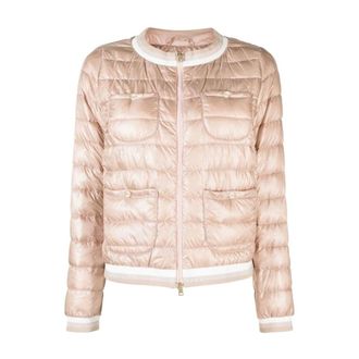 Herno Down Jackets, female, Pink, Size: M Stripe Trim Padded Jacket