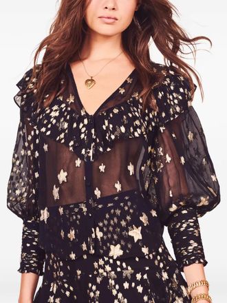 LoveShackFancy Harleigh star-motif ruffled blouse - Black