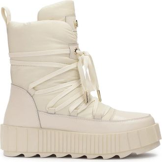 Kazar Modieuze sneeuwlaarzen in beige kleur - Dames - Winterlaarzen - Beige - 36 EU - Leer - Schoenen