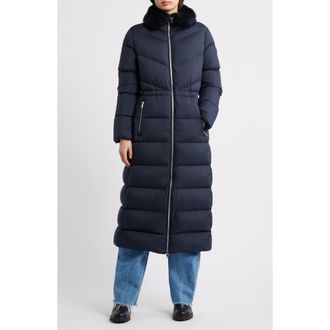 Moose Knuckles Belle Cote Down Puffer Coat with Genuine Shearling Collar in Navy W/Navy Sh at Nordstrom, Size X-Large