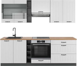 Vicco Cucina Componibile Fame-line, Bianco Casa Di Campagna/antracite, 235 Cm, Pl Rovere