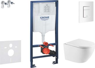 GROHE Rapid Sl - Conjunto De Instalaci&oacute;n Empotrada, Inodoro Oudee Y Asiento Softclose, Pulsador Skate Cosmopolitan, Blanco Alpino Sani11ba3113