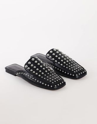 Topshop Bianca scarpa bassa con borchie nera-Nero