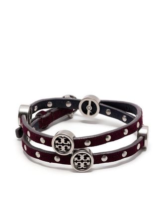 Tory Burch Miller double-wrap leather bracelet - women - Calf Leather - One Size - Purple
