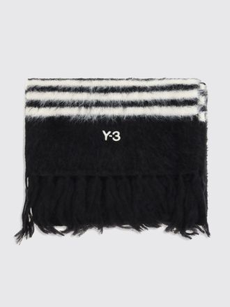 Yohji Yamamoto Striped Recycled Fabric Scarf with Logo and Fringes