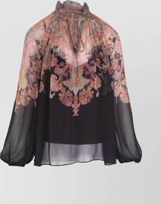 Zimmermann floral print high neck long sleeve blouse