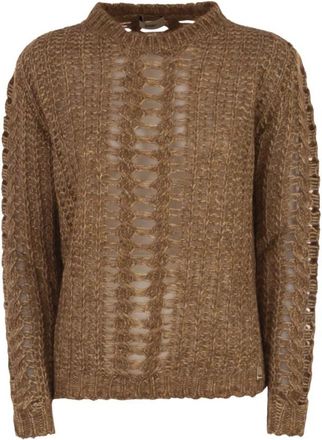 Herno Ronde hals knitwear - Heren - Ronde hals truien - Bruin - S - Katoen - Truien & Vesten