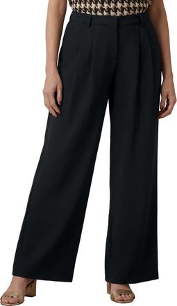 Jessica London Wide Leg Pleated Trouser in Black at Nordstrom, Size 22