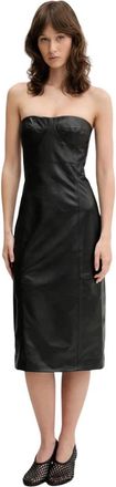 Iro Betti Midi Jurk - Dames - Casual kleedjes - Zwart - XS - Leer - Kleedjes