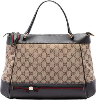 Gucci Pre-owned Satchel - Dames - Vintage Handtas - Beige - ONE Size - Leer - Vintage
