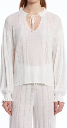 Knitss Heaven Drop Collar Knit Frill Top In Pearly