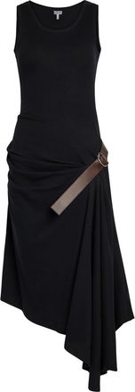 Loewe Gathered Ribbed Stretch-cotton Midi Dress - Black - S (UK8-10 / S)