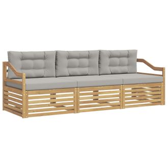 vidaXL Conjunto De Sof&aacute;s De Exterior 3 Pcs Blanco Y Gris Claro Vidaxl