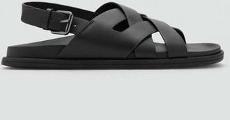 Mango Sandali pelle fasce incrociate nero - Uomo - 42 - MANGO MAN