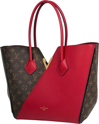 Louis Vuitton Cerise Red Brown Monogram Handbag Tote Bag (Pre-Owned)