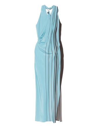 Sir. Gestreepte maxi-jurk met halternek - Blauw