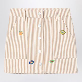 Kenzo White/Sand Striped Mini Skirt