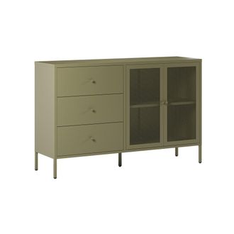 Rendez-Vous D&eacute;co Buffet de metal verde caqui 140 cm