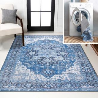 Jonathan Y Designs Maris Ornate Medallion Machine-Washable Area Rug in Blue/navy at Nordstrom, Size 2Ft 0In X 8Ft 0In