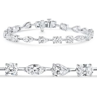 Pompeii3 10Ct Mixed Cut Diamond Tennis Bracelet 7 14k White Gold Lab Grown Size: 7