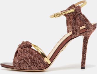 Charlotte Olympia Metallic Leather And Lurex Fabric Ankle Strap Sandals