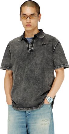 Diesel Polo shirt in denim-effect jersey - Polos - Man - Grey