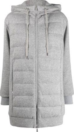 Eleventy Bimateric feather-down cashmere padded coat - women - Virgin Wool/Cashmere/Polyester/Polyester/Feather Down - 46 - Grey