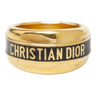 Dior Gold Black Band Ring (Pre-Owned)