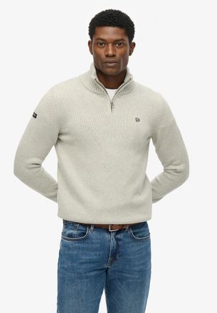 Superdry Strickpullover SUPERDRY COTTON KNIT HENLEY, Herren, Gr. XXL, grau (grau marl), Strick, Obermaterial: 100% Baumwolle, meliert, slim fit h&uuml;ftlang, Rundh