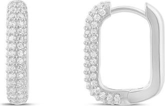 SHYMI Pav&eacute; Box Hoop Earrings in Silver at Nordstrom