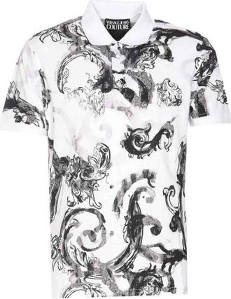 Versace Jeans Couture Watercolour Couture Polo - Heren - Polos - Wit - XS - Katoen - Tops