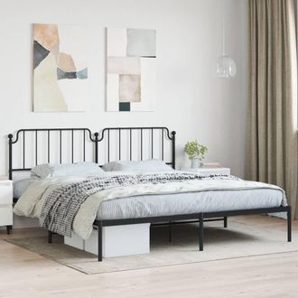 Berkfield Home Metal Bed Frame with Headboard Black 193x203 cm