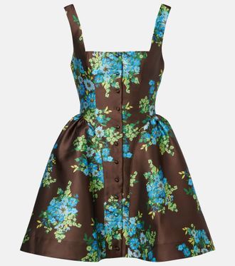 Alemais Al&eacute;mais Floral peplum satin minidress