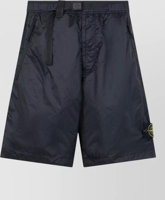 Stone Island ripstop nylon shorts elastic waistband zippered pockets