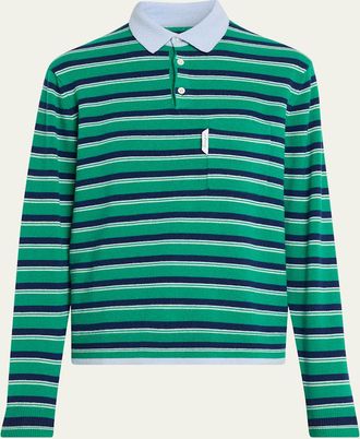 HommeGirls Striped Knit Long-Sleeve Polo Sweater