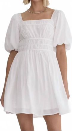 Entro Puff Sleeve Poplin Mini Dress In White